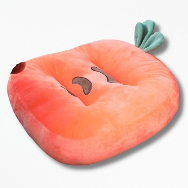 Coussin Rehausseur de Siège Auto Carotte Kawaii - Orange Vif - 45x45 cm