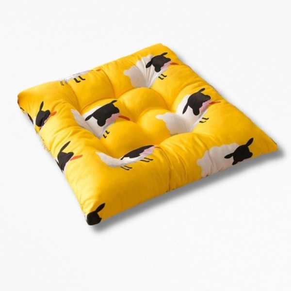 Coussin de Chaise Carré Motif Vaches - Jaune Vif