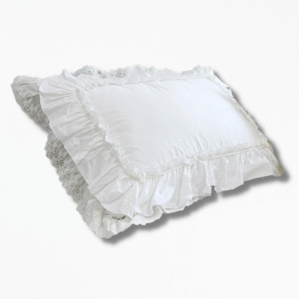 Coussin Brodé en Gaze de CotonCottonCush - 50 x 70cm / Blanc / 1