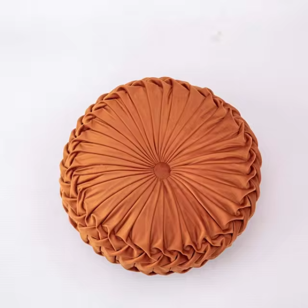 Coussin Rond en Velours  – Orange