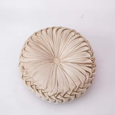 Coussin Rond en Velours  – beige