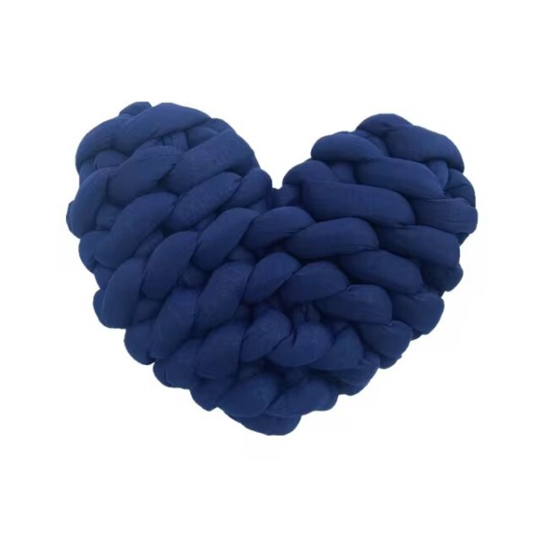 Coussin Cœur Tressé Élégance Marine bleu