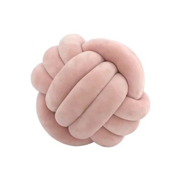 Coussin rond doux en forme de boule avec nœud rose